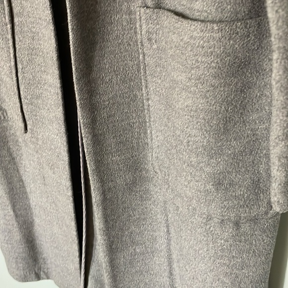 Grey Long Winter Pea Coat Open Front Jacket - Picture 6 of 8